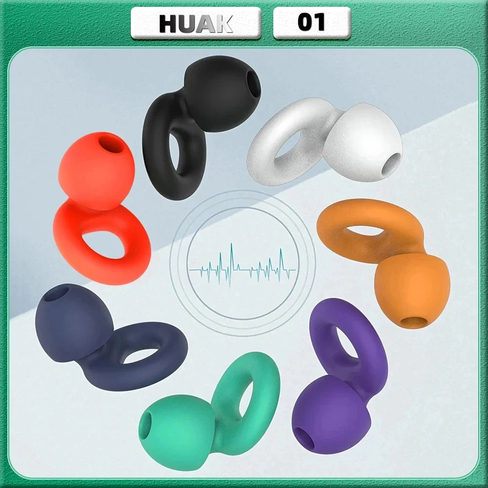 HUAK Quiet Ear Plugs for Noise Reduction – Super Soft, Reusable Hearing Protection for Sleep,Swim, Work 8 Ear Tips in XS/S/M/L 