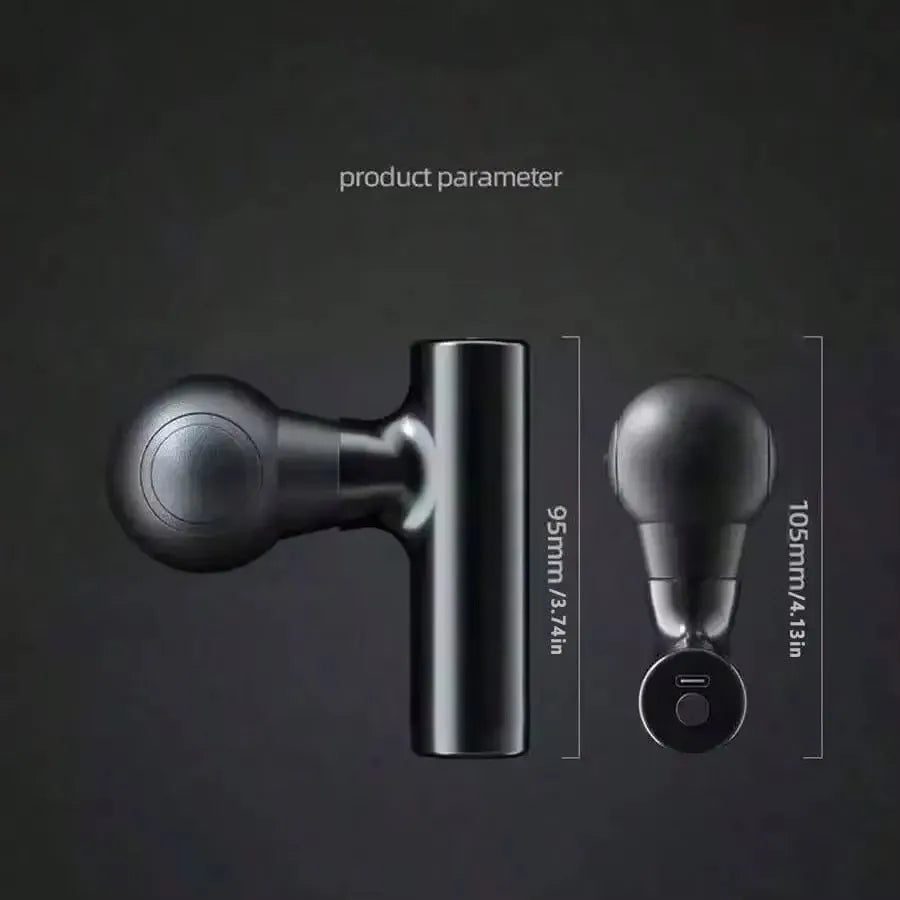 Compact Black Percussion Massage Gun with Four Heads