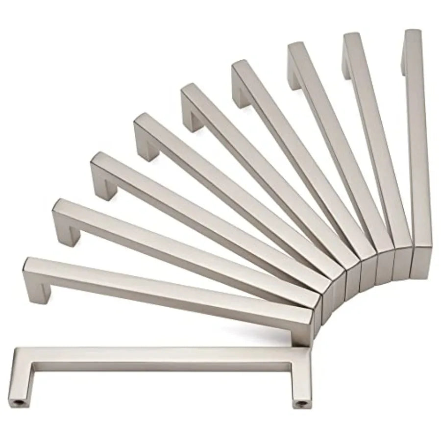 Square Bar Cabinet Handles 5 Inch (128mm) Hole Spacing, 10-Pack
