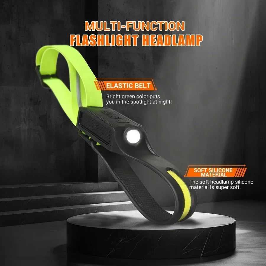 Rechargeable Headlamp with COB and Spotlight