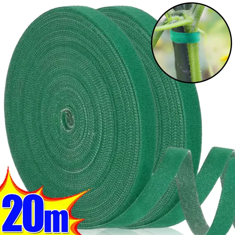 20/2M Nylon Plant Ties Plant Bandage Hook Tie Loop Adjustable Plant Support Reusable Fastener Tape for Home Garden Accessories 