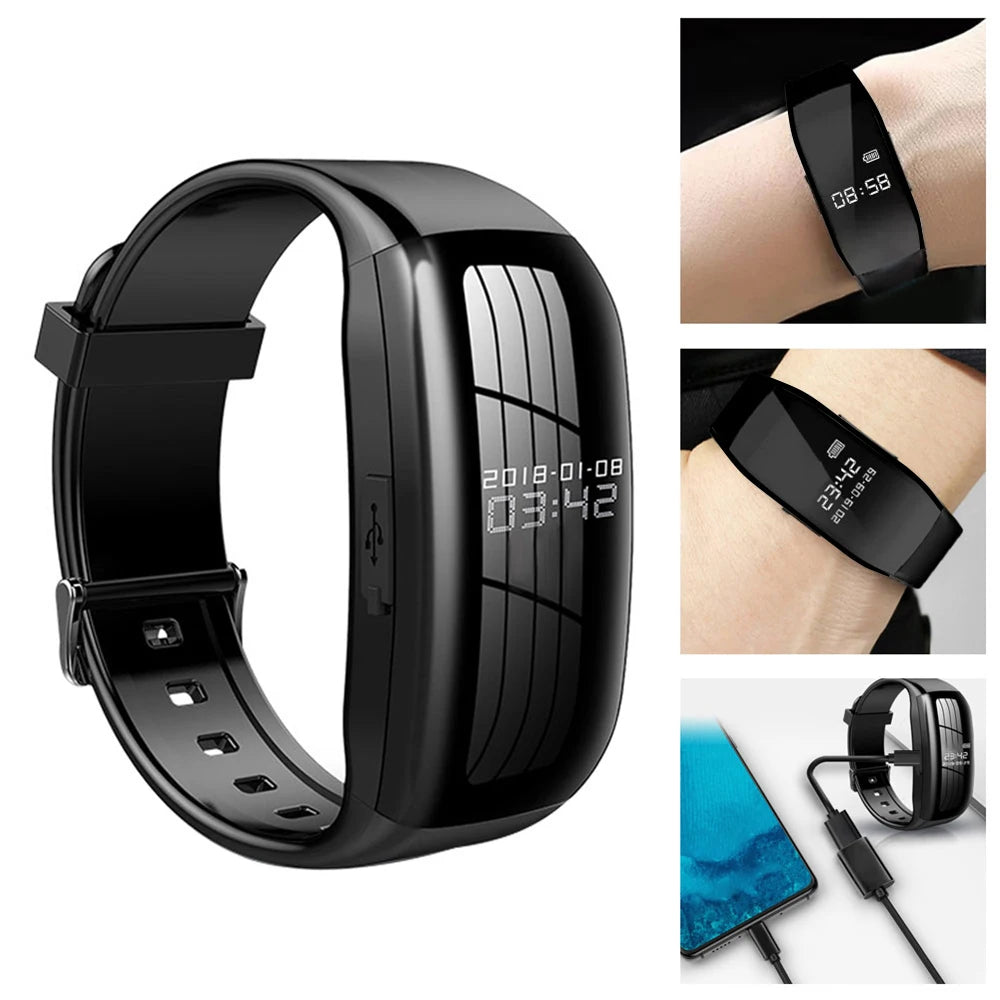 256GB Mini Camera Watch Audio Video Recording Bracelet USB Flash Driver Dictaphone Noise Reduce Sound Recording Wristband 