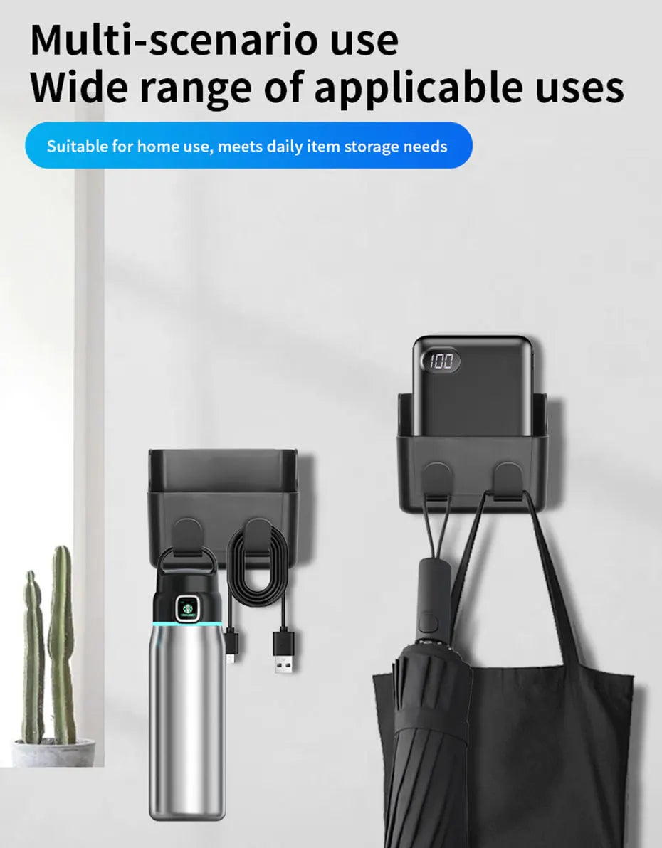 SEAMETAL Adhesive Universal Car Storage Box Multifunctional Dual-Hook Design Reserved Charging Port Car Accessories Interior