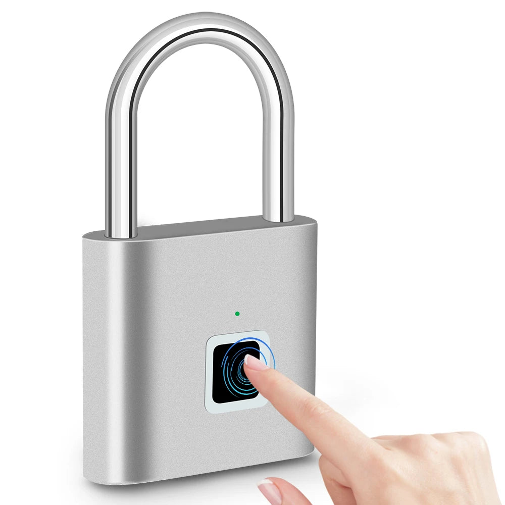 Kleines Smart-Fingerabdruck-Padlock Zinklegierung Körper 9000 Mal Öffnen Wiederaufladbares Digital Schloss Fitnessstudio Schule Gepäckschrank Sicherheit Padlock