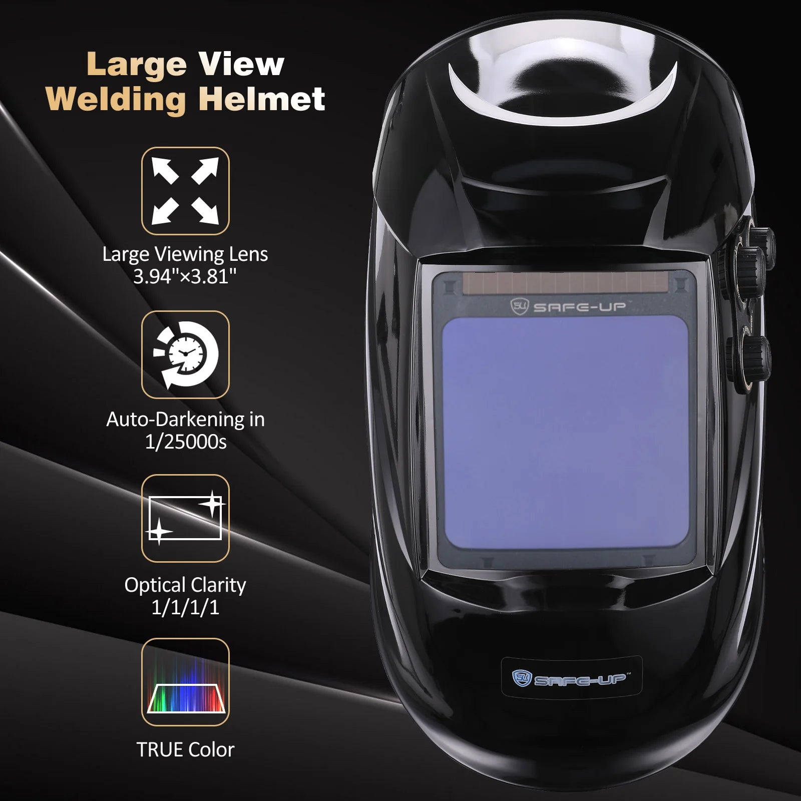Auto-Darkening Welding Helmet 1/1/1/1 True Color 4 Sensors