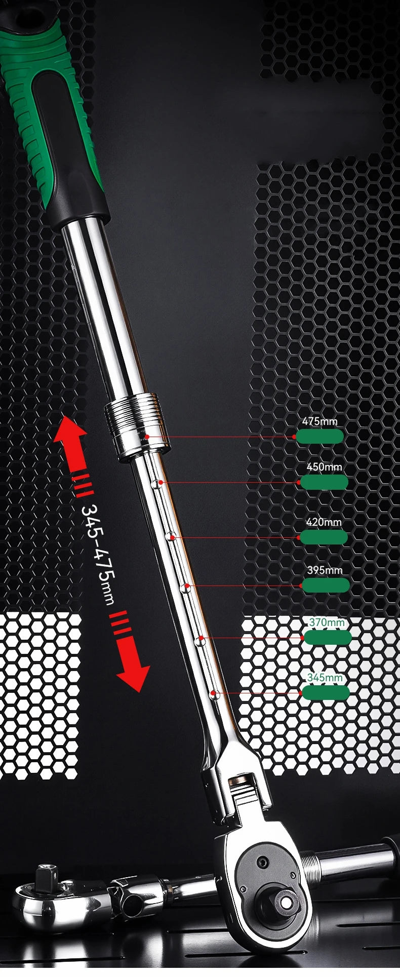 Drive Socket Drive Standard Ratchet Wrench , 1/4，3/8，1/2 Inch Flexible 72-Tooth Extendable Telescopic Socket Spanner Wrench