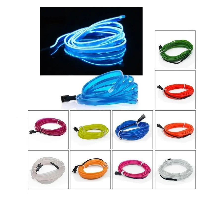 Car Interior Decorative Lamps Strips 1M 2M 3M 5M Atmosphere Lamp Cold Light Decorative Dashboard Console Auto LED Ambient Lights 