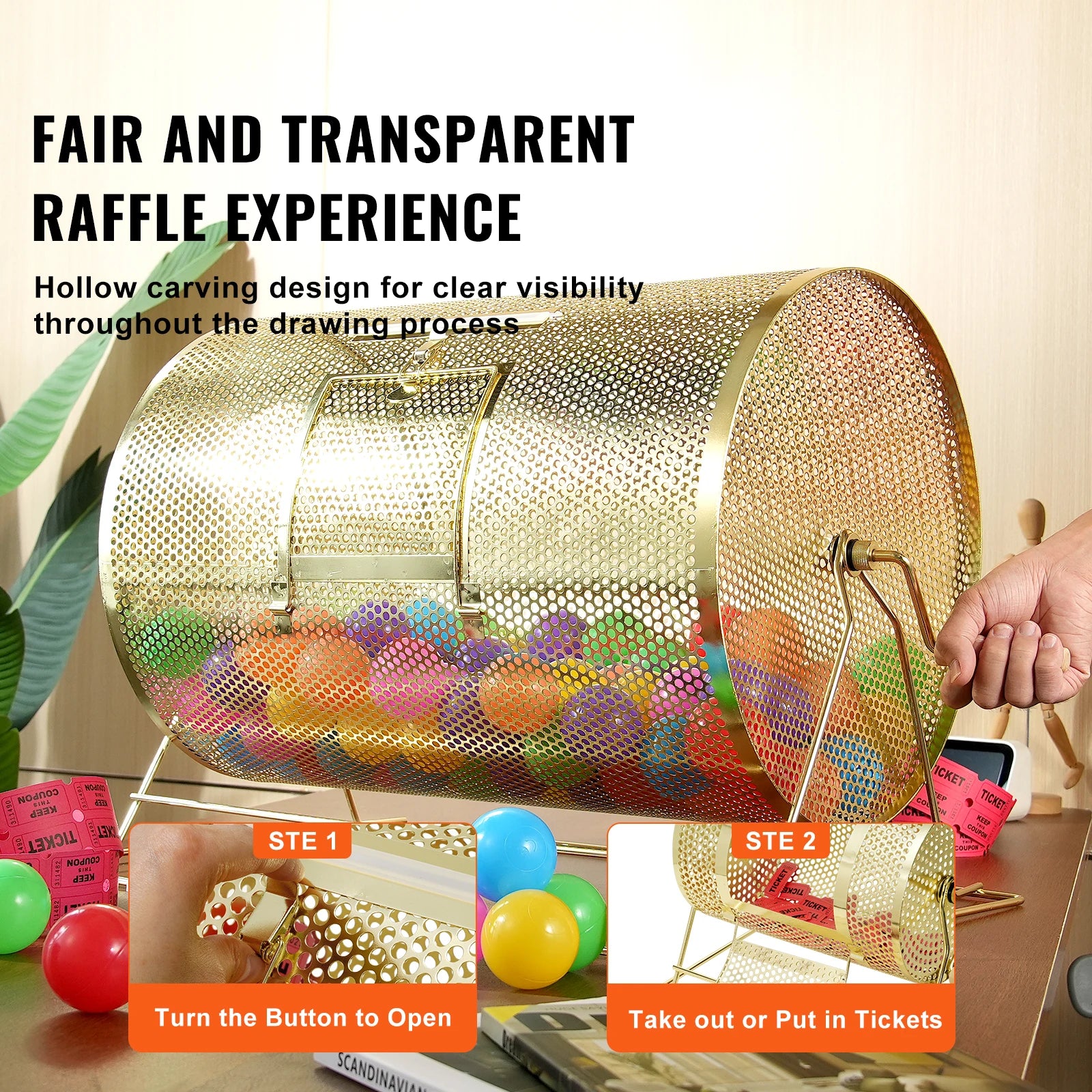 Raffle Drum Spinning Cage with Large Capacity for Events & Drawings