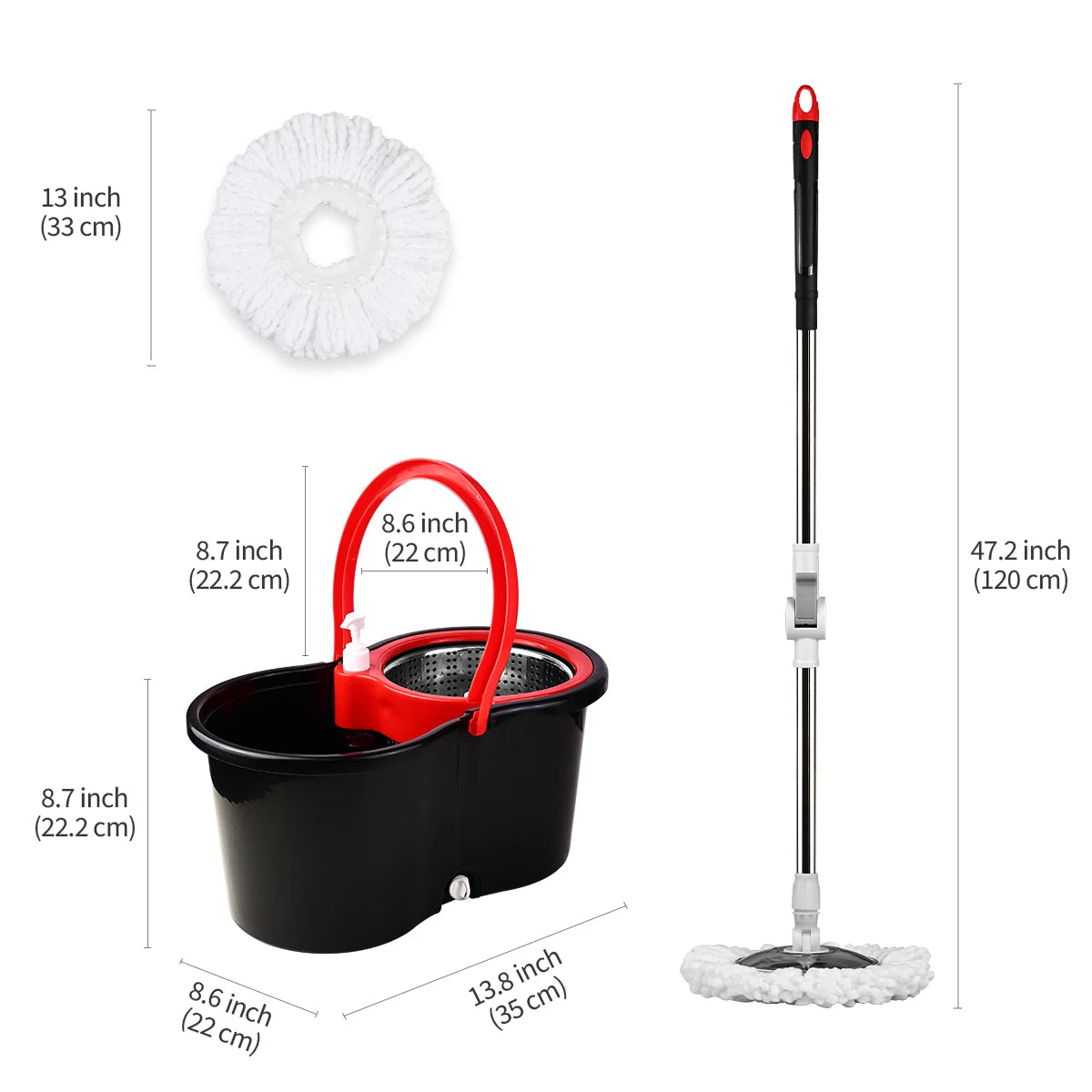 Set kante za spin mop 360° s dvojnim sustavom pokreta i 3 glave za mop