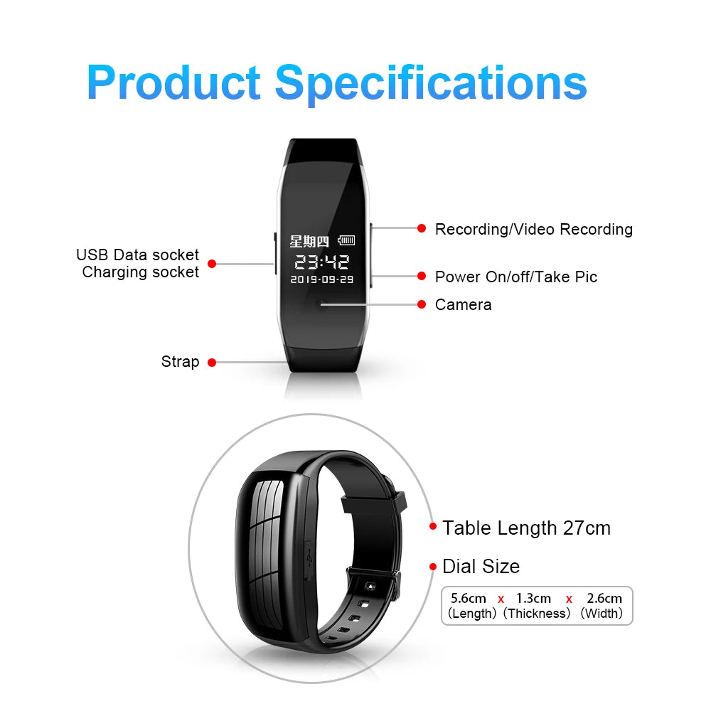 Digital Watch Mini Camera 1080p HD Wearable Camcorder Micro DV Action Voice Video Recorder  Body Cam