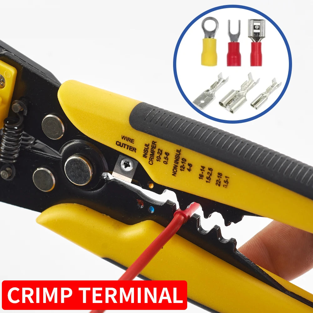 Adjustable Wire Stripping, Cutting and Crimping Pliers
