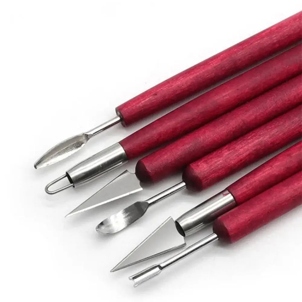 6PCS Clay Sculpting Tools Set with Wood Handle & Double Ends
