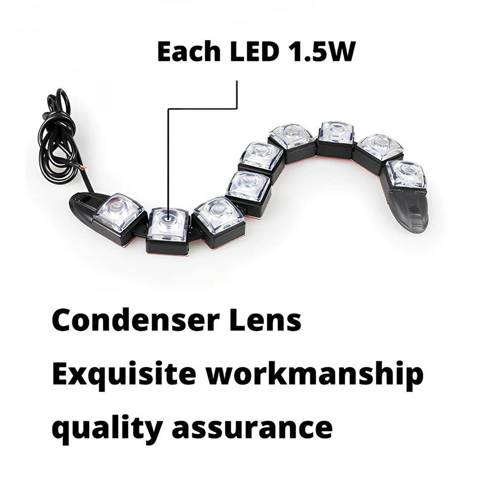 Luzes Diurnas 2X para Carro DRL LED DC 12V Brancas COB, Lâmpada de Nevoeiro Flexível em Silicone, Sinal de Mudança Automático, Luz de Ré, Travão e Mala Diurna
