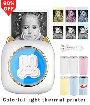 Portable Mini Thermal Printer Wirelessly BT 203dpi Photo Label Memo Wrong Question Printing With USB Cable Imprimante Portable 