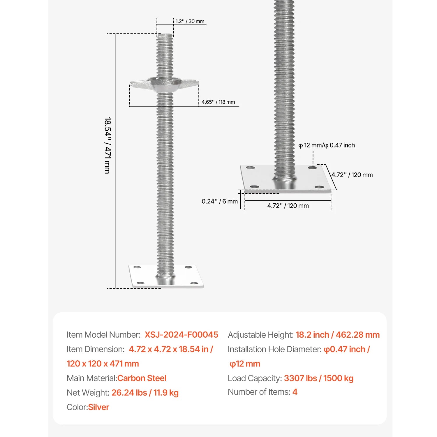 6ft Scaffolding Safety Guardrail System with Carbon Steel Frame