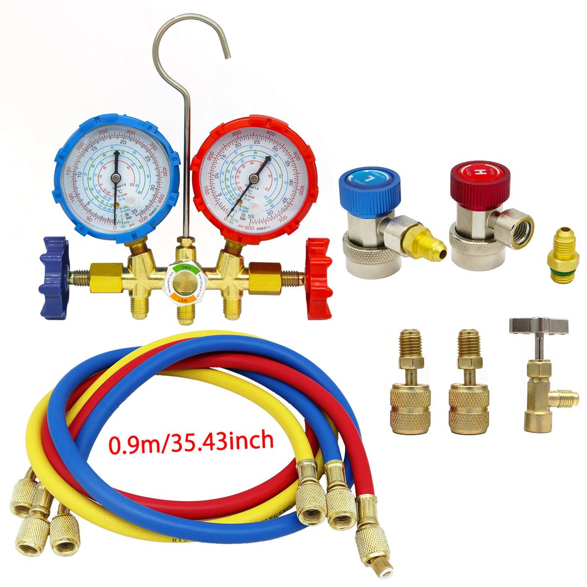 Kühlungs-Manometer Gauges 3-Wege AC Diagnose-Manometer-Set Freon-Ladung Passend R32 R410a R404A R-134a