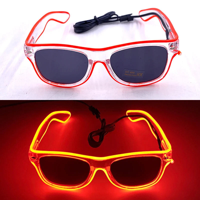 1PC Light Up LED Glasses Glow Sunglasses EL Wire Neon Glasses Glow in The Dark Party Supplies Neon Party Favors for Kids Adults 