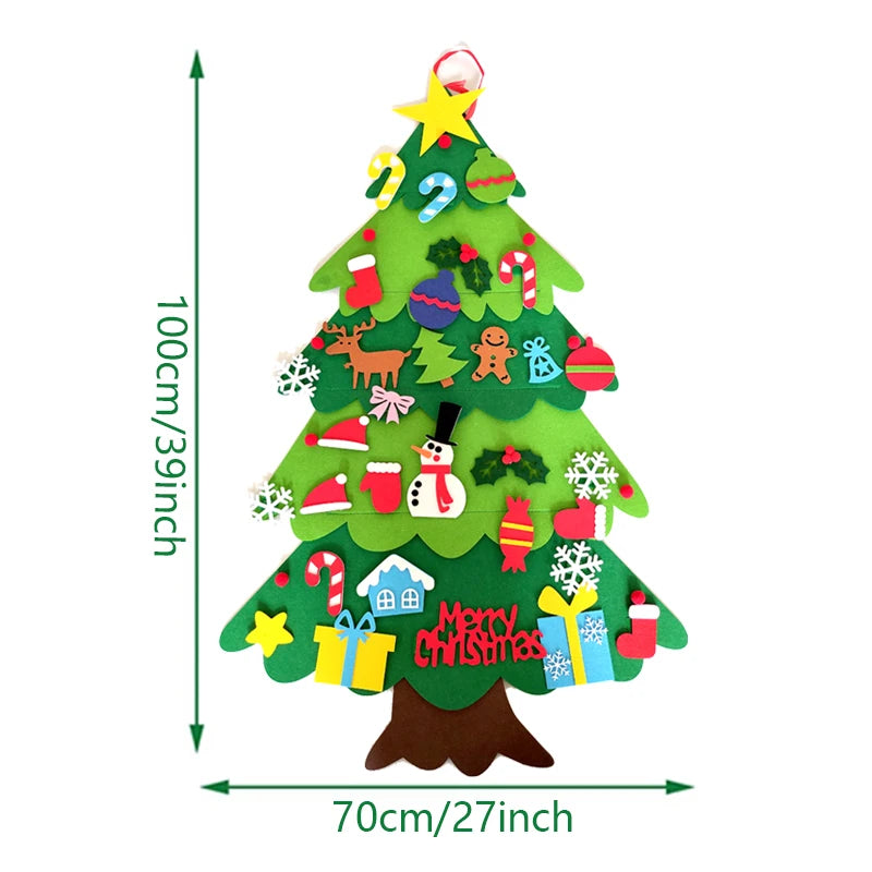 DIY Felt Christmas Tree Christmas Decoration for Home Navidad 2022 New Year Christmas Ornaments Santa Claus Xmas Kids Gifts 