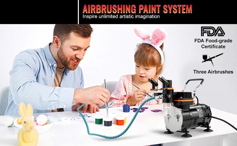 120W Dual-Action Airbrush Set met Compressor voor Kunst, Nagels & Doe-Het-Zelf