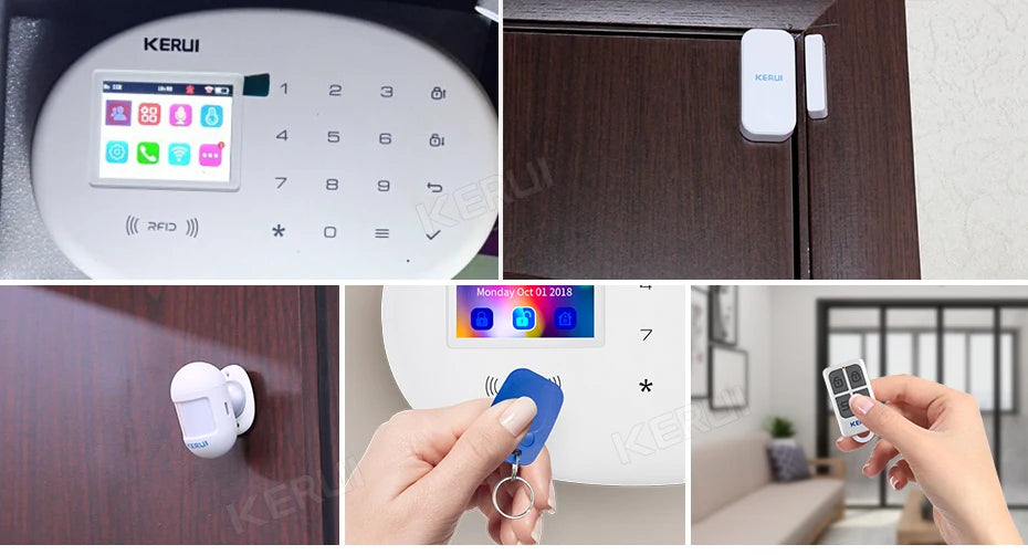 KERUI 433MHZ GSM+WiFi Heimalarm Kommt mit Tuya Smart Anti-Diebstahl Alarme Alarm System Kits Integrierte Batterie Sirene PIR Sensor