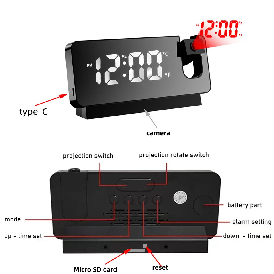 FHD 1080P Mini Miniature Projection Clock Camera Supports 2.4GHz WIFI Wireless Remote Viewing, Motion Detection, Home Camera Spy-shop.com