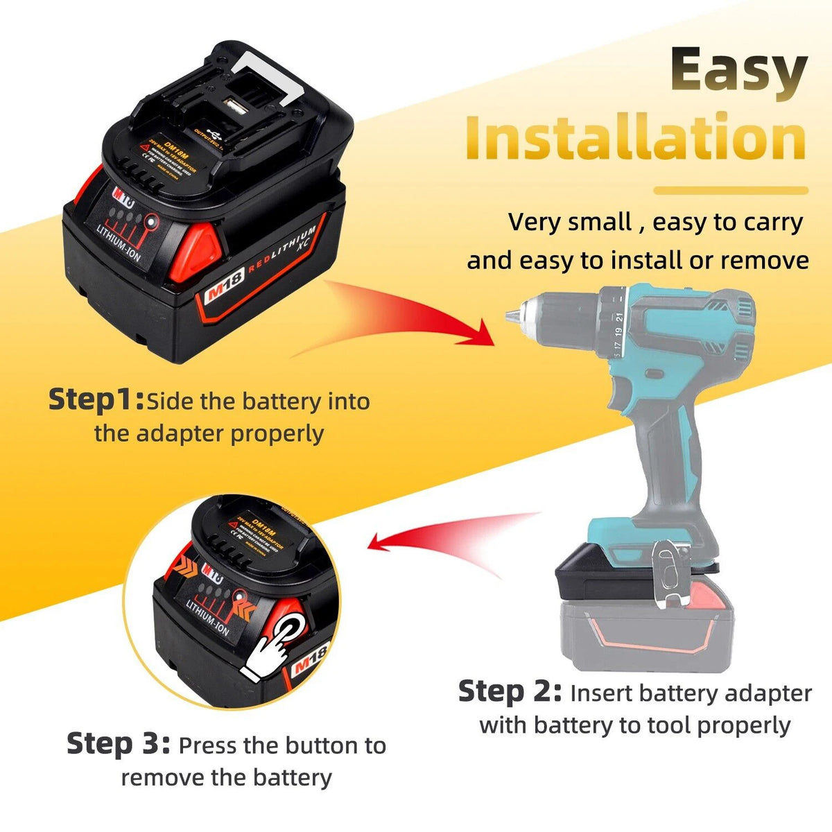 DM18M Battery Adapter for Compatible Makita 18 V Tools