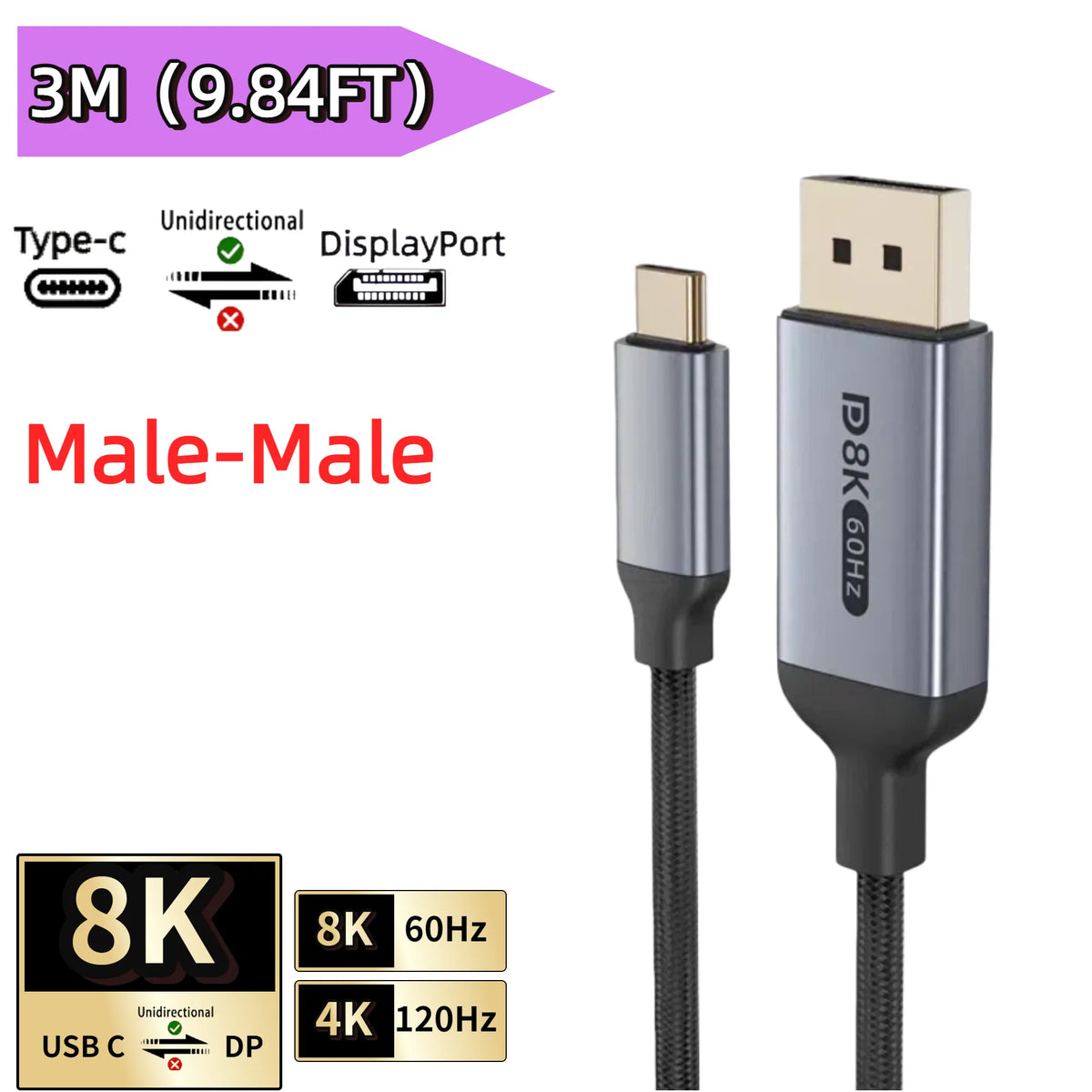 USB-C and DisplayPort Video Cable, Multiple Versions