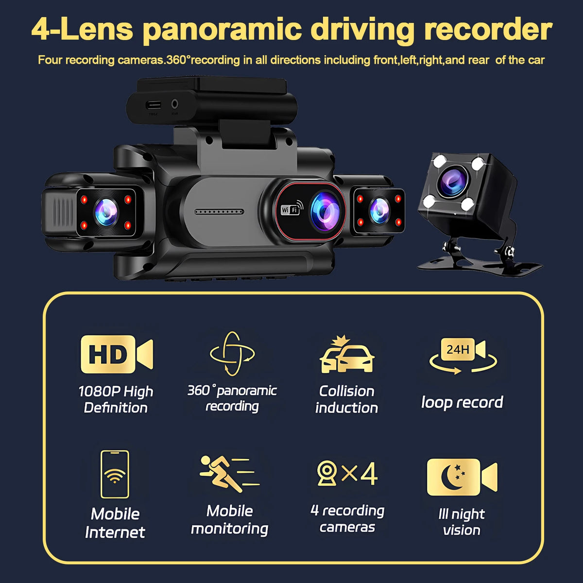 Wi-Fi Multi-Lens Dash Camera - VI64 Options