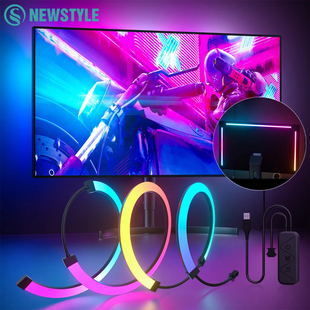 RGB Gaming Lights Strip Monitor Backlight LED Display Sync PC Atmosphere Screen APP Music Synchronization Decor Game Room Party 