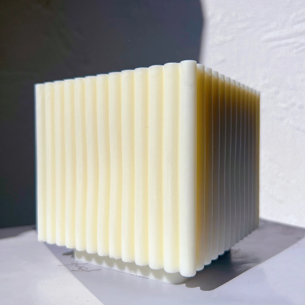 Ribbed Square Silicone Candle Mould — D206