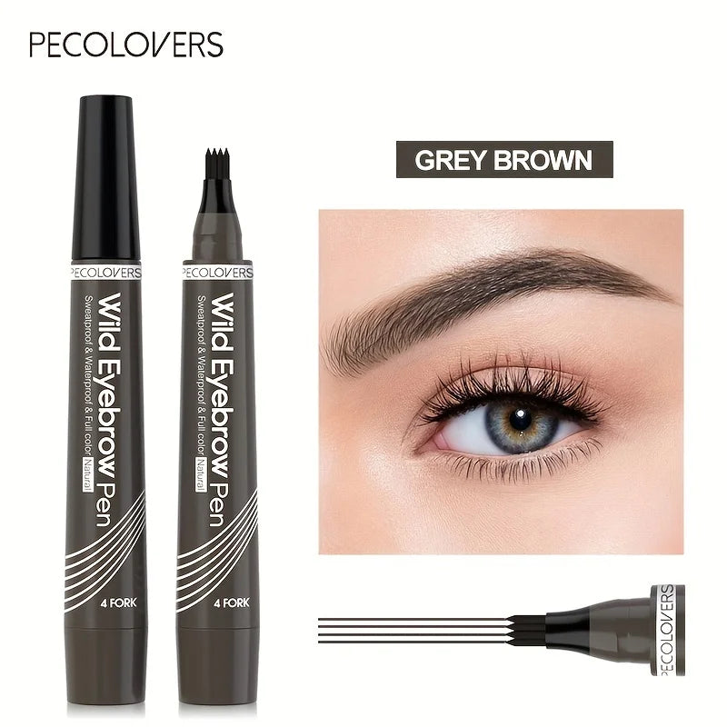 6 Colors 1pc Eyebrow Pen Waterproof 4 Split Tip Eyebrows Pen Eyebrow Tattoo Pen Waterproof Liquid Black Eyebrow Makeup Pencil 