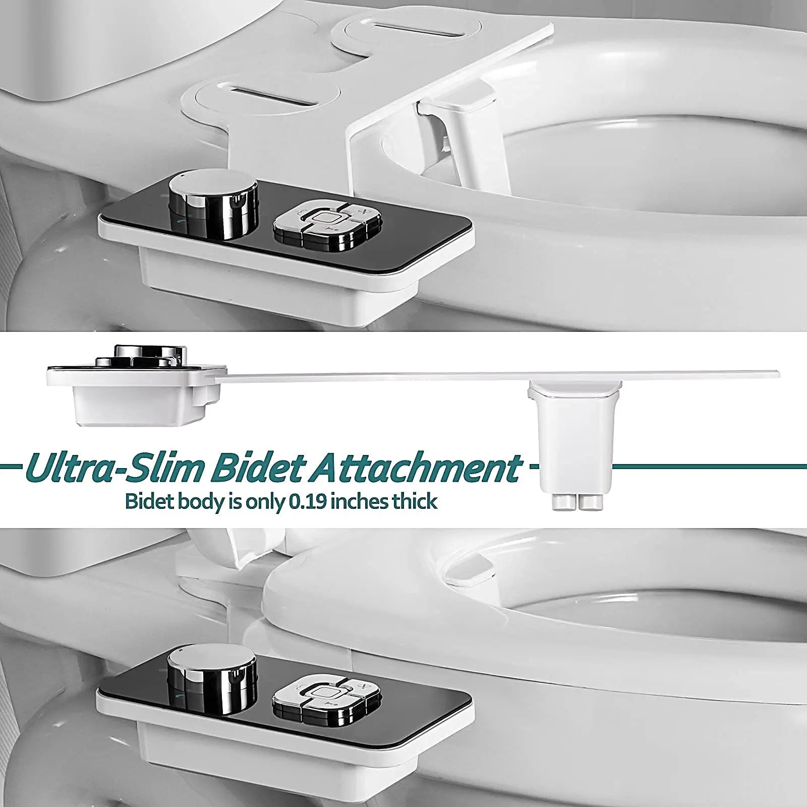 Ultra‑Thin Bidet Toilet Seat Attachment with Dual Nozzles