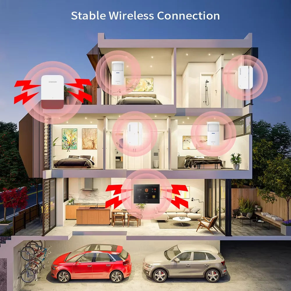16|Staniot Versión Lora de 7 pulgadas Sistema de alarma para el hogar inalámbrico Alcance de transmisión de 500m WiFi 4G Sirena integrada. Alarma inteligente