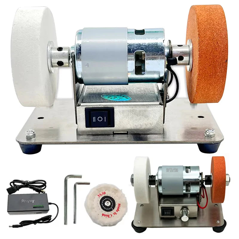 100W Double Grinder Machine Artifact Table Grinder Motor Micro Coarse and Fine Polishing Electric Grinding Wheel Grindig Stone 
