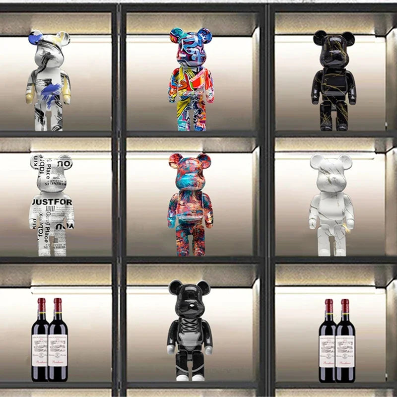 27cm/10Inches Graffiti Bear Figurine Home Decor Animal Abstract Ornament Storage Money Jar Modern Room Sculpture Table Decor 