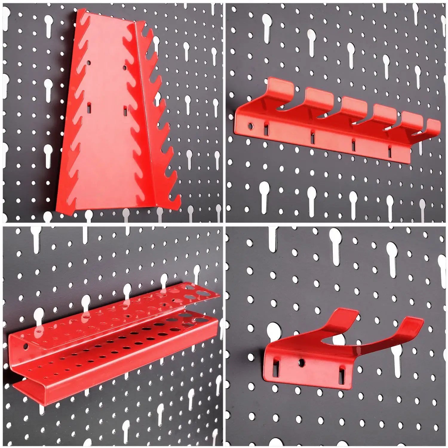 Tool Wall Perforated Wall Metal Panel Set with 17 Hooks