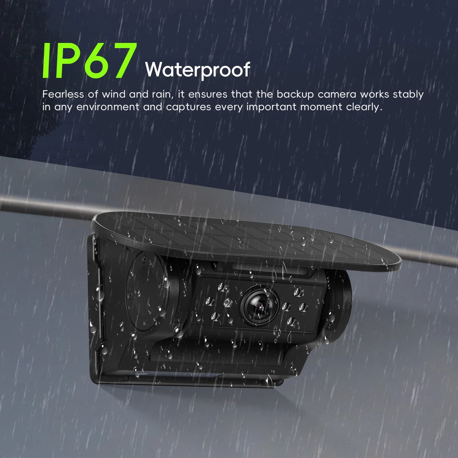 Podofo Wireless Reverse Backup Camera Waterproof Magnetic Camera Infrared Night Vision Solar Charging for Camping Trailer RV