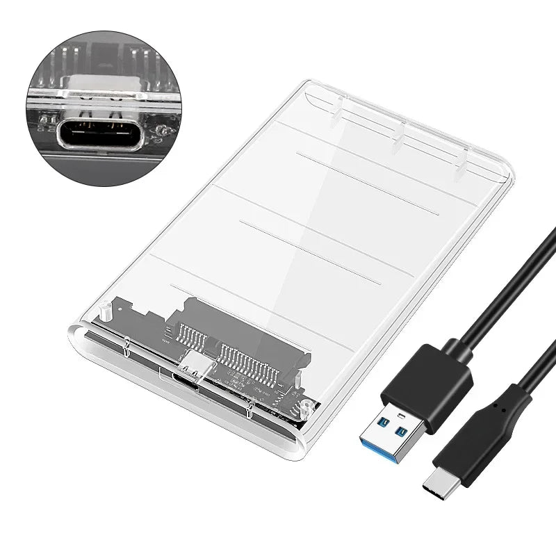 Transparent 2.5-Inch SATA HDD/SSD USB Enclosure