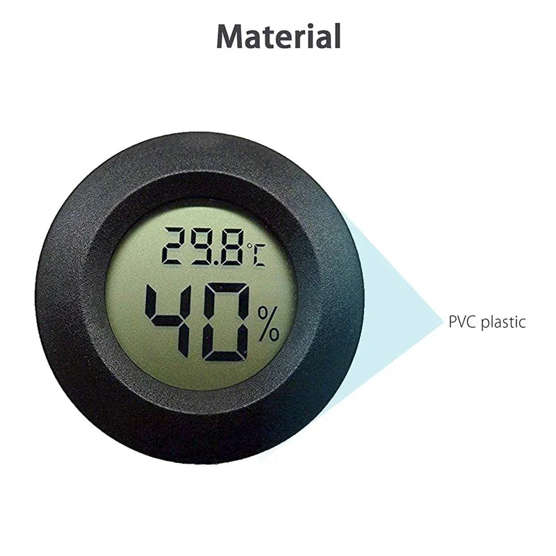 Round Digital Thermometer and Hygrometer for Terrariums