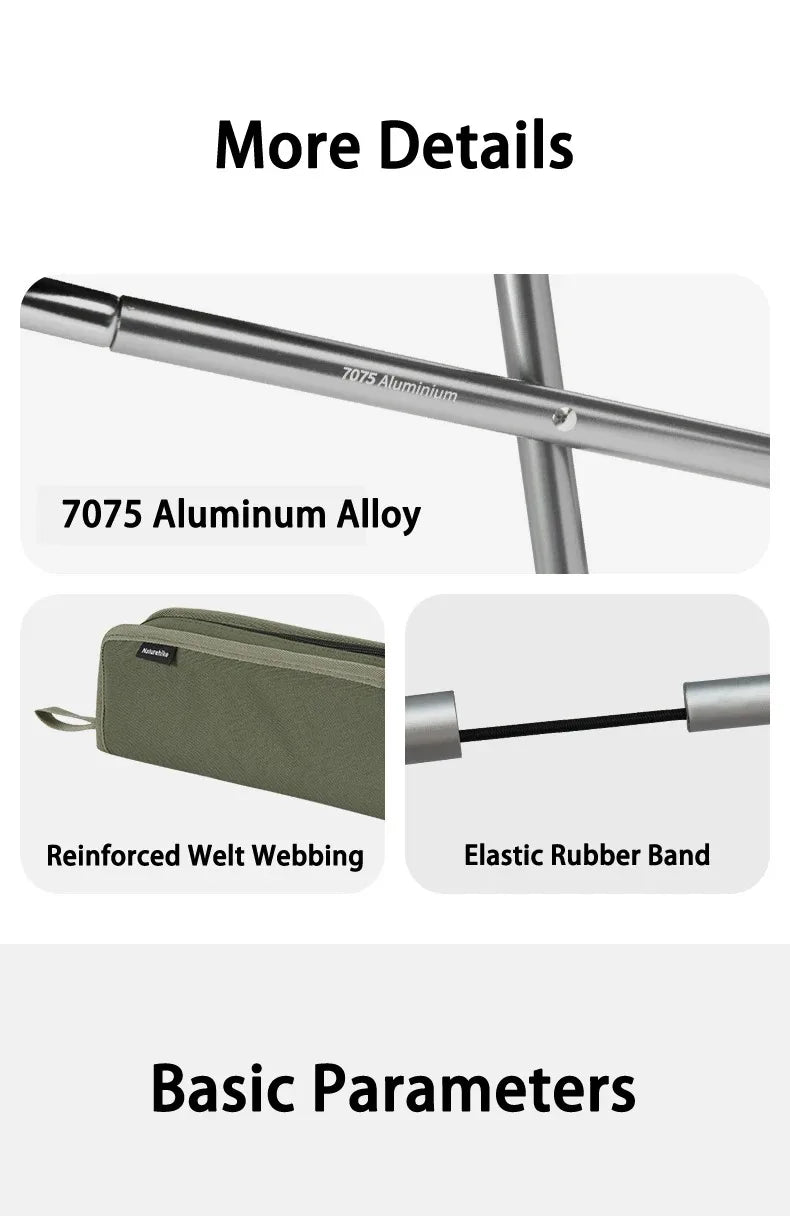 Naturehike 2024 New Camping Chair Portable Lightweight Outdoor Aluminum Chair High Load Travel Foldable Beach Fishing Chair 