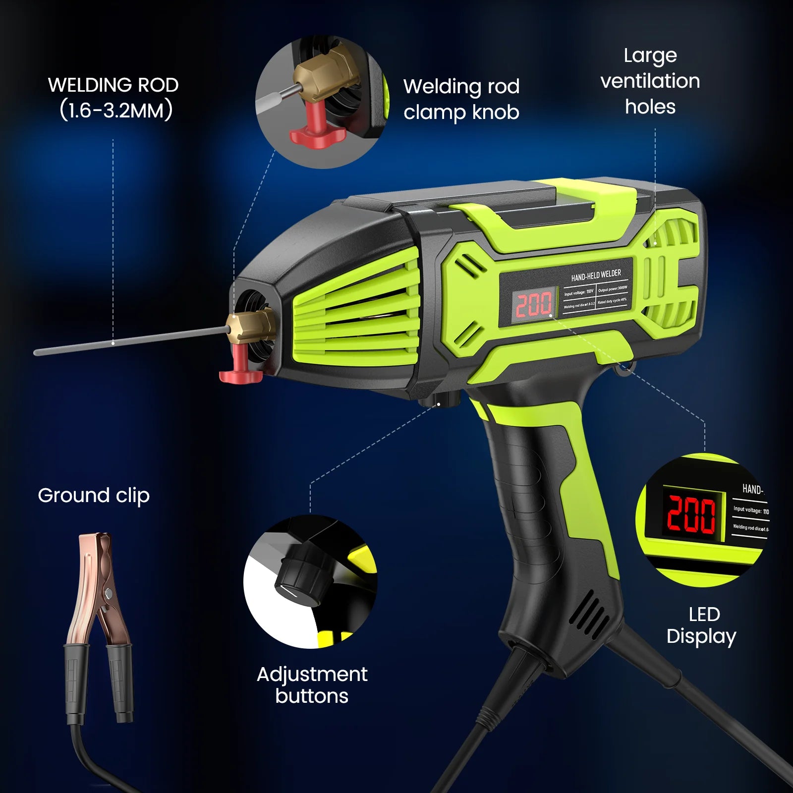Portable Handheld Electric ARC Welder Kit 110V IGBT Inverter with Digital Display