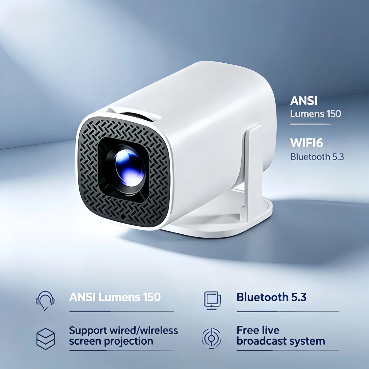 Portable 720p Projector with Wireless Casting