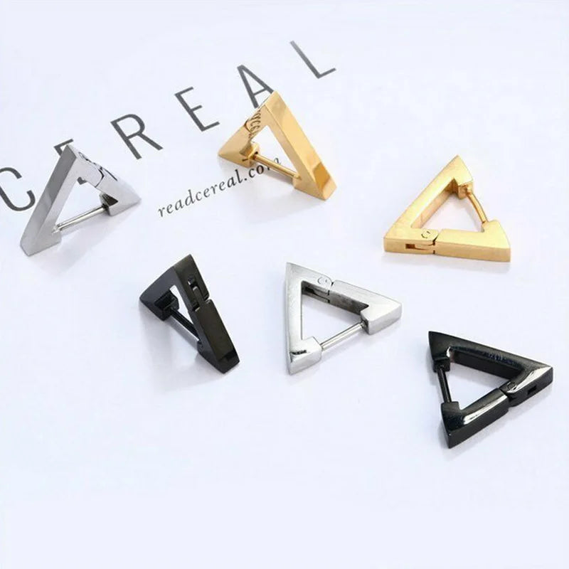 1 Pairs Punk Triangle Earrings - Unisex, Hypoallergenic Stainless Steel for Modern Style & Durability 