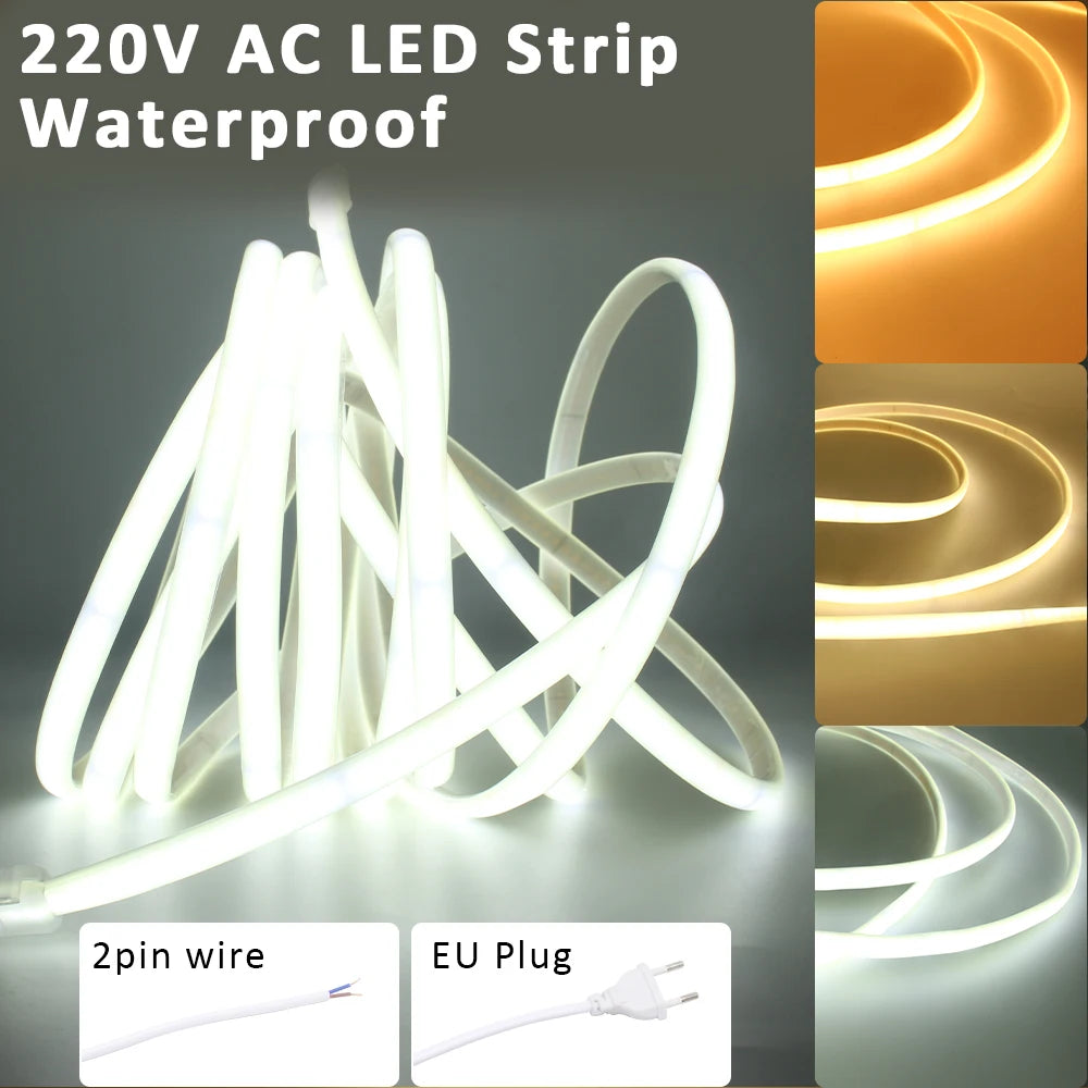 220V COB LED Strip, 240 LEDs per Metre
