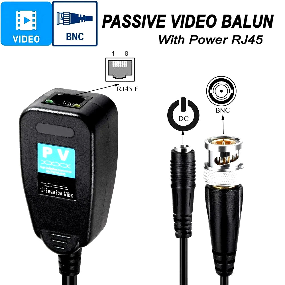 Pair of Passive CCTV Video and Power Baluns