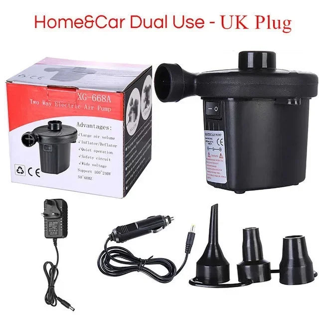 Electric Air Pump for Air Beds, Pools and Floats, Mains or 12V