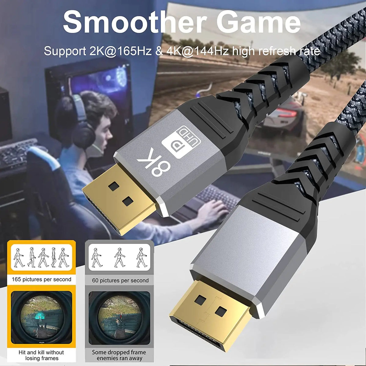 Braided DisplayPort 1.4 Cable - Length Options