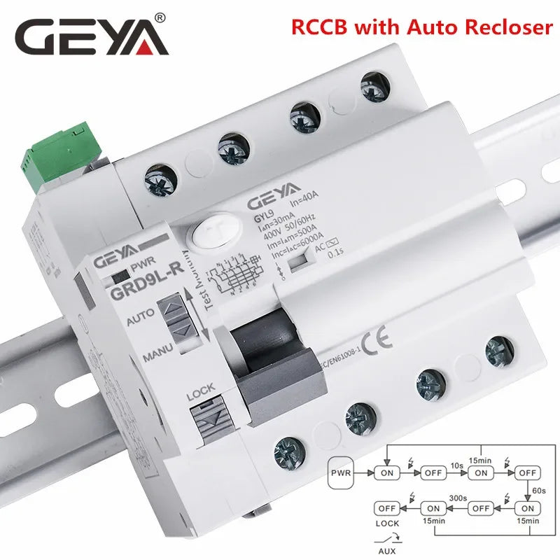GEYA GRD9L‑R Automatic Reclosing RCD Circuit Breaker