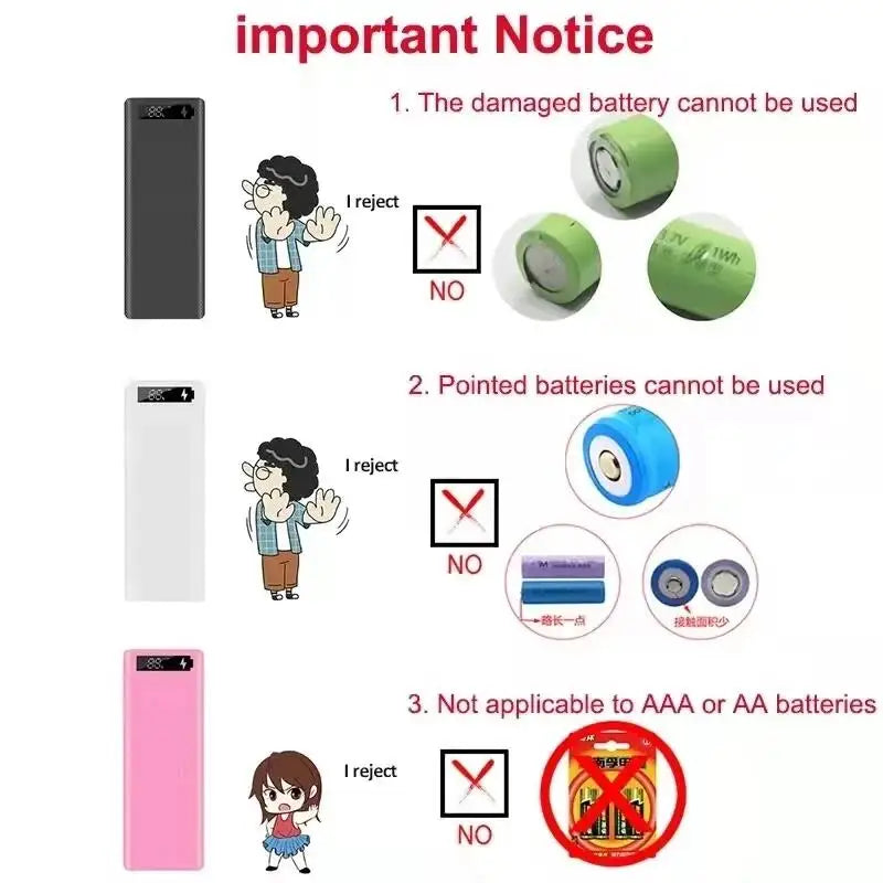 Dual USB Power Bank LED Shell DIY Shell 18650 Holder Cases Detachable Battery Charge Storage Box Without Battery For CellPhone 