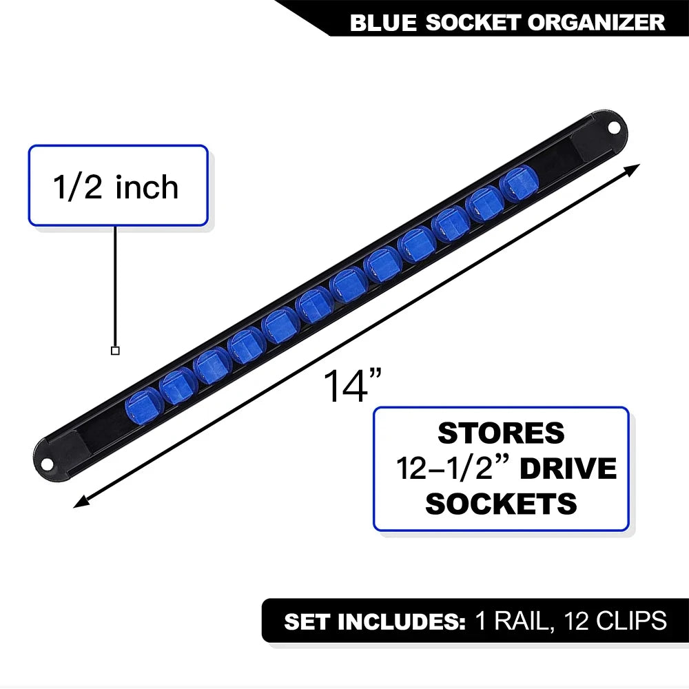 1pc 360° Swivel Socket Organizer 1/4 3/8 1/2 Premium Quality Socket Clip Rail Holder Socket Sliding Stand Sleeve Rail Rack Tools